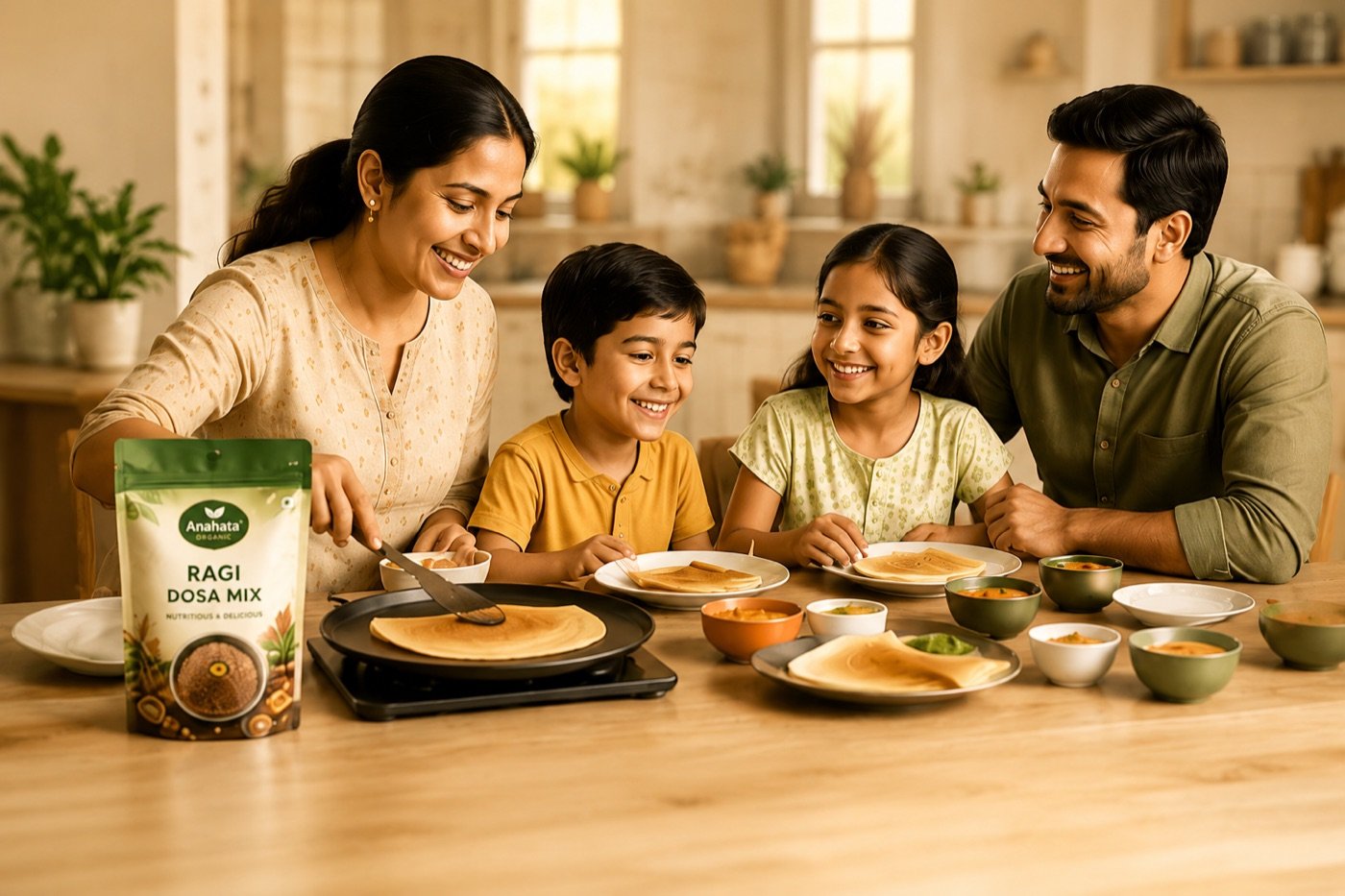 Happy family enjoying Ahalad Foods